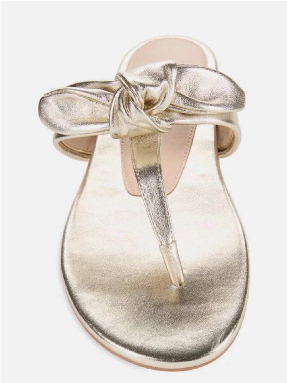 Stuart Weitzman Metallic Gold Knotted Thong Sandals